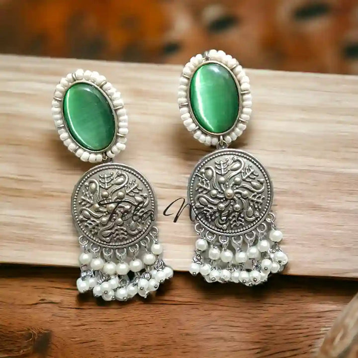 TELA NAARI SOPHISTICATED SILVER OXIDISED EARRINGS