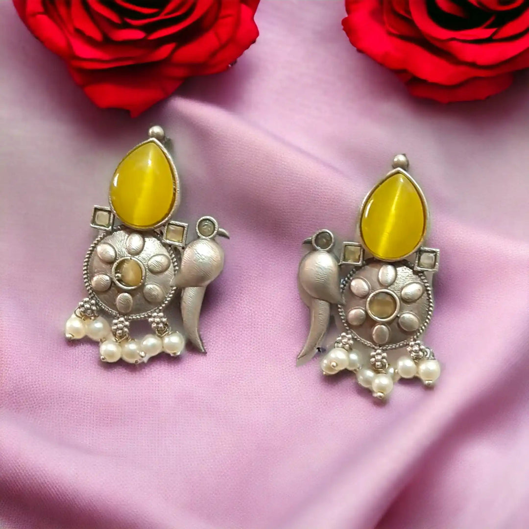 TELA NAARI STATEMENT SILVER OXIDISED EARRINGS [product_variant]- TelaNaari