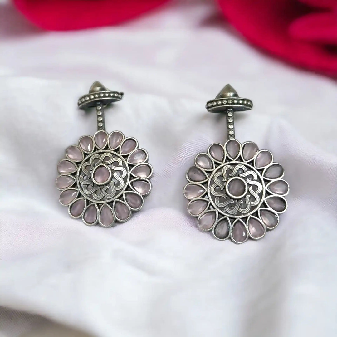 TRADITIONAL CHAKRI OXIDISED SILVER EARRINGS [product_variant]- TelaNaari