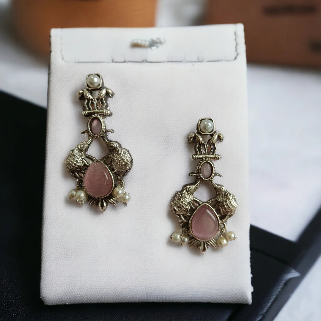 TELA NAARI TRENDSETTING SILVER OXIDISED EARRINGS