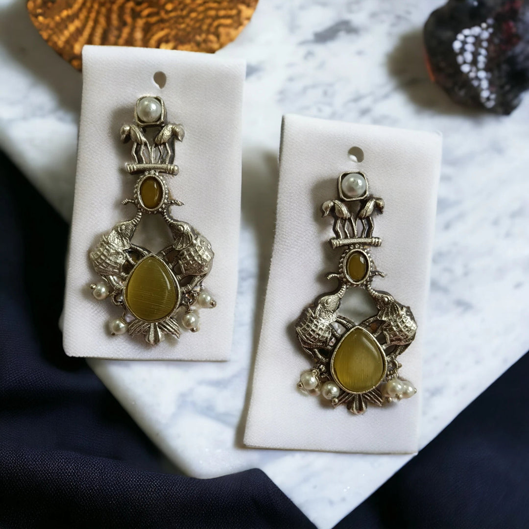 TELA NAARI TRENDSETTING SILVER OXIDISED EARRINGS