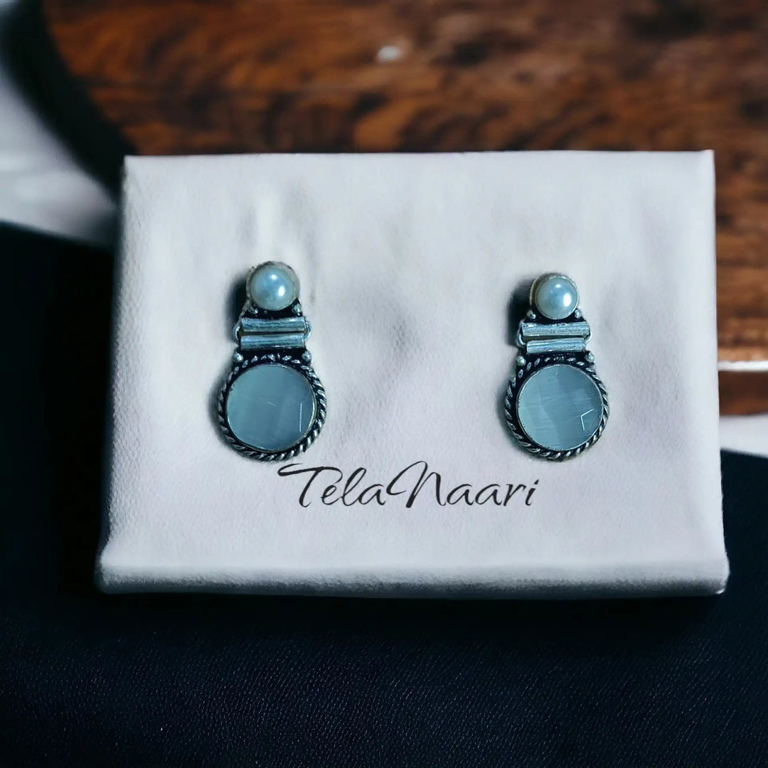 TELA NAARI TRENDY SILVER OXIDISED EARRINGS [product_variant]- TelaNaari