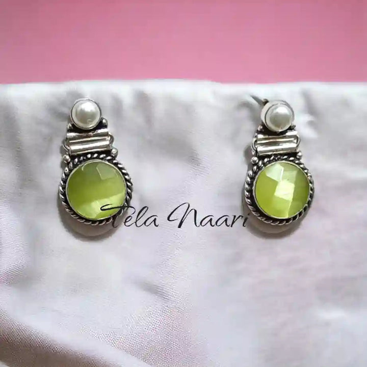 TELA NAARI TRENDY SILVER OXIDISED EARRINGS