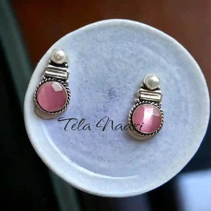 TELA NAARI TRENDY SILVER OXIDISED EARRINGS