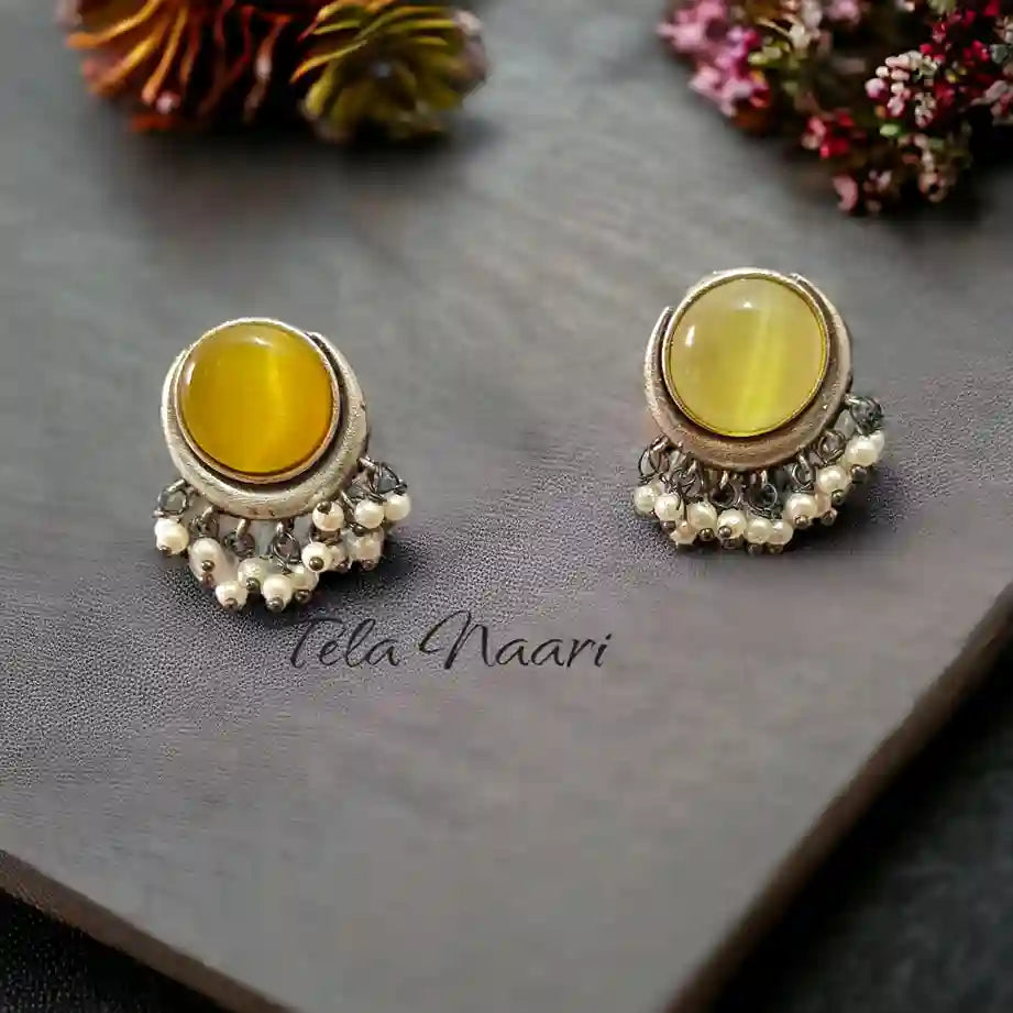 TELA NAARI WAVE SILVER OXIDIZED STUD EARRINGS