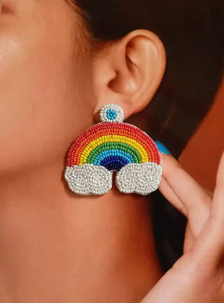 HANDMADE CONTEMPORARY INDRA DHANUSH BEADED EARRINGS