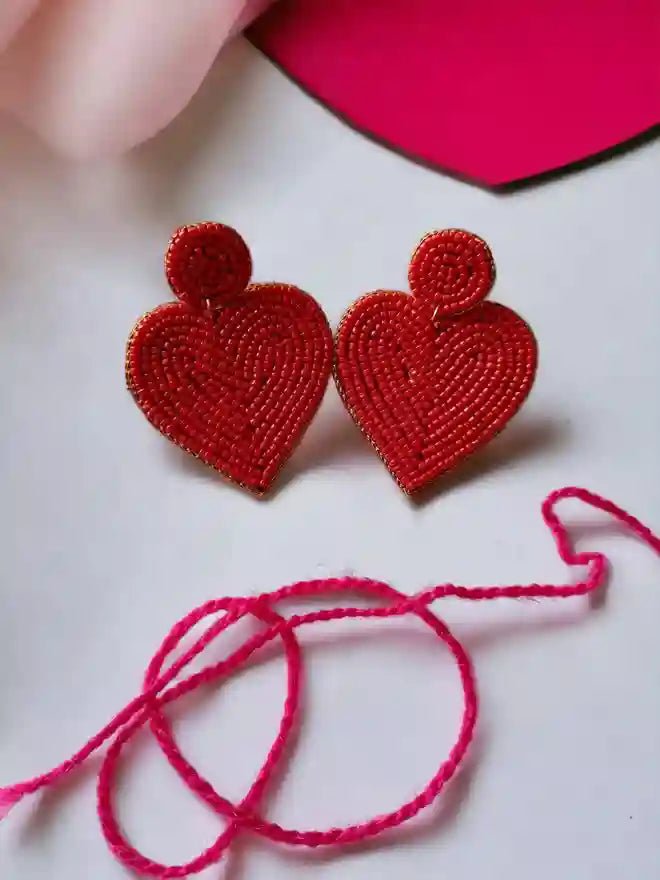 HANDMADE CONTEMPORARY LOVE DANGLES BEADED EARRINGS