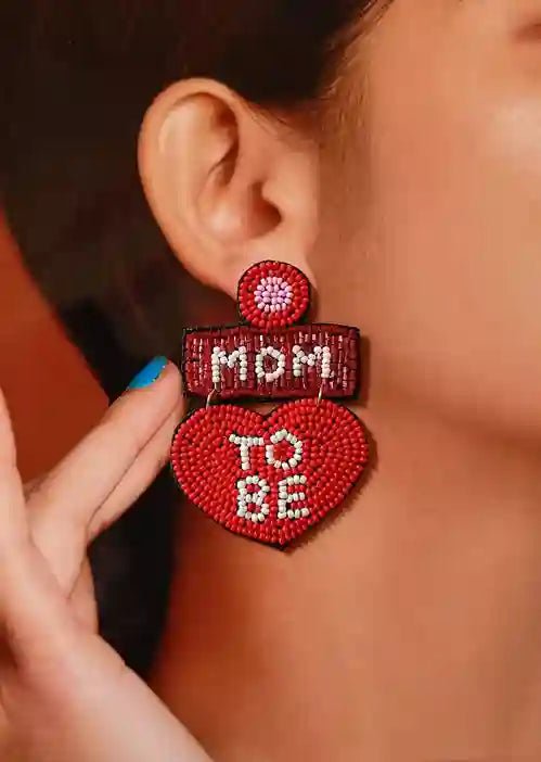 HANDMADE CONTEMPORARY MOM TO BE BEADED EARRINGS