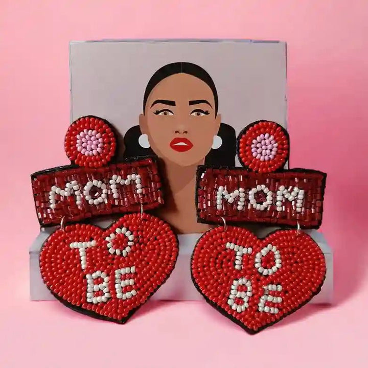 HANDMADE CONTEMPORARY MOM TO BE BEADED EARRINGS