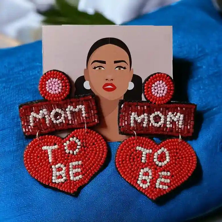 HANDMADE CONTEMPORARY MOM TO BE BEADED EARRINGS