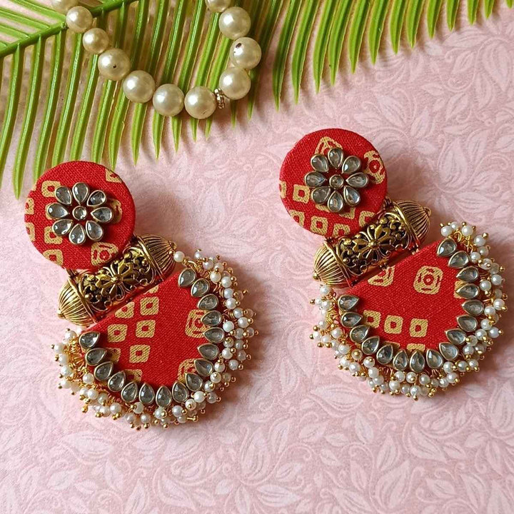 HANDMADE EARRINGS BANDHANI RED INAYA