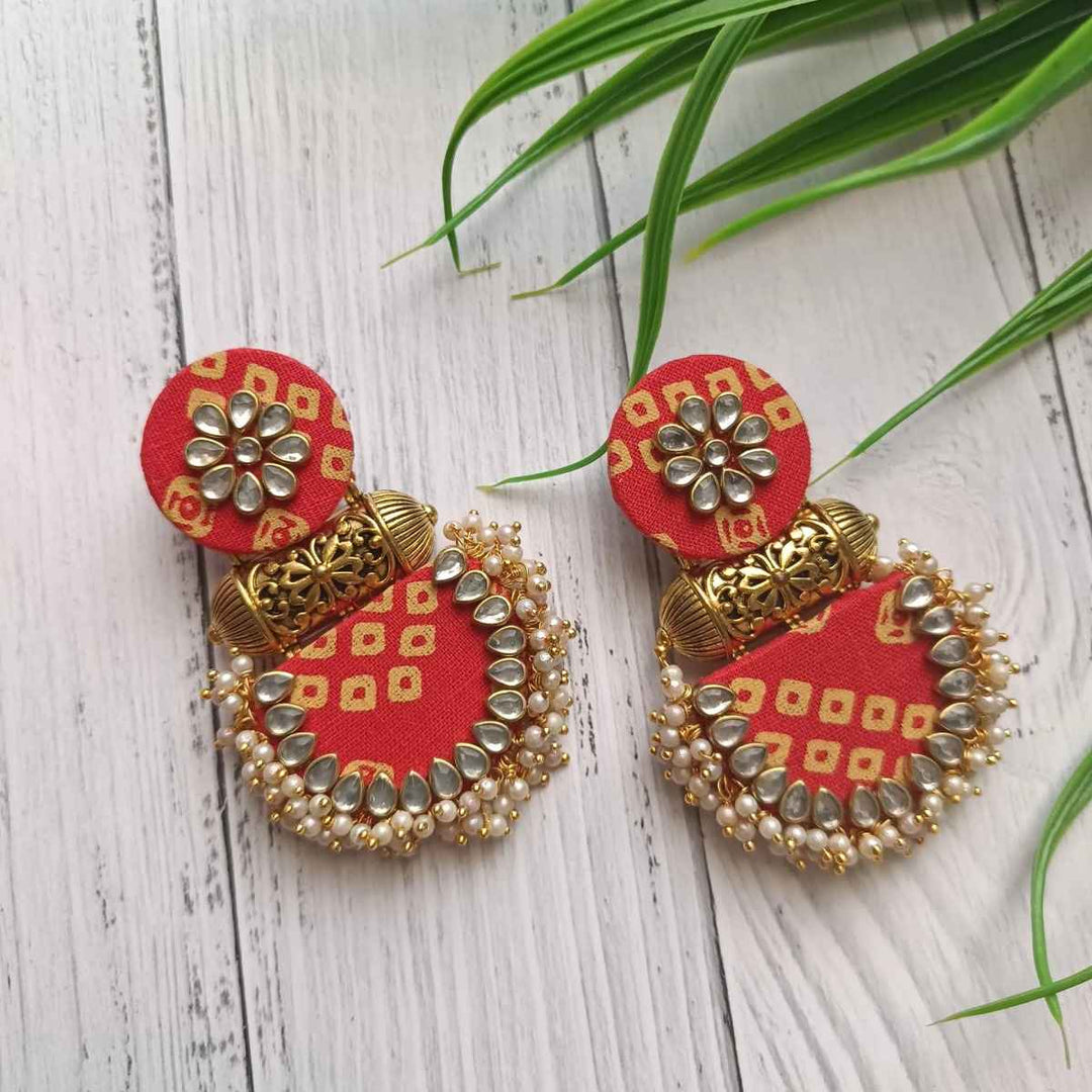 HANDMADE EARRINGS BANDHANI RED INAYA