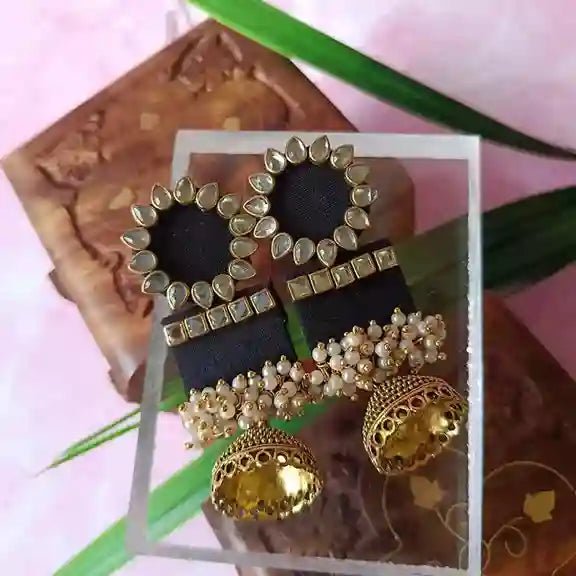 HANDMADE EARRINGS BLACK AADYA [product_variant]- TelaNaari