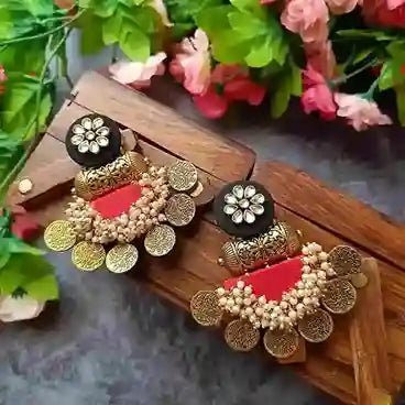SHOP HANDMADE EARRINGS BLACK RED EVA Online for Women