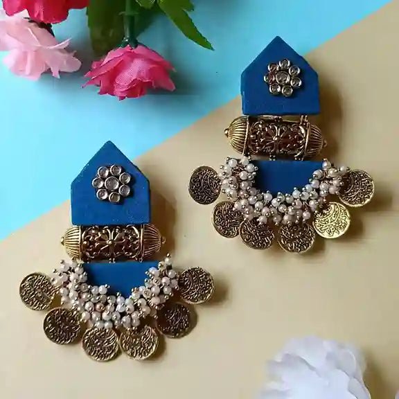 HANDMADE EARRINGS CERULEAN BLUE ISHA [product_variant]- TelaNaari