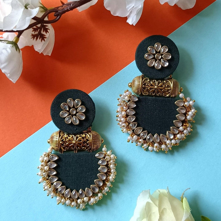 HANDMADE EARRINGS DEEP GREEN INAYA