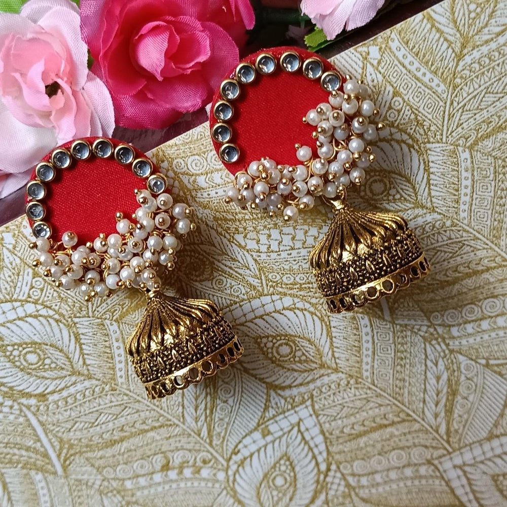 HANDMADE EARRINGS FABRIC FANTASIA RED