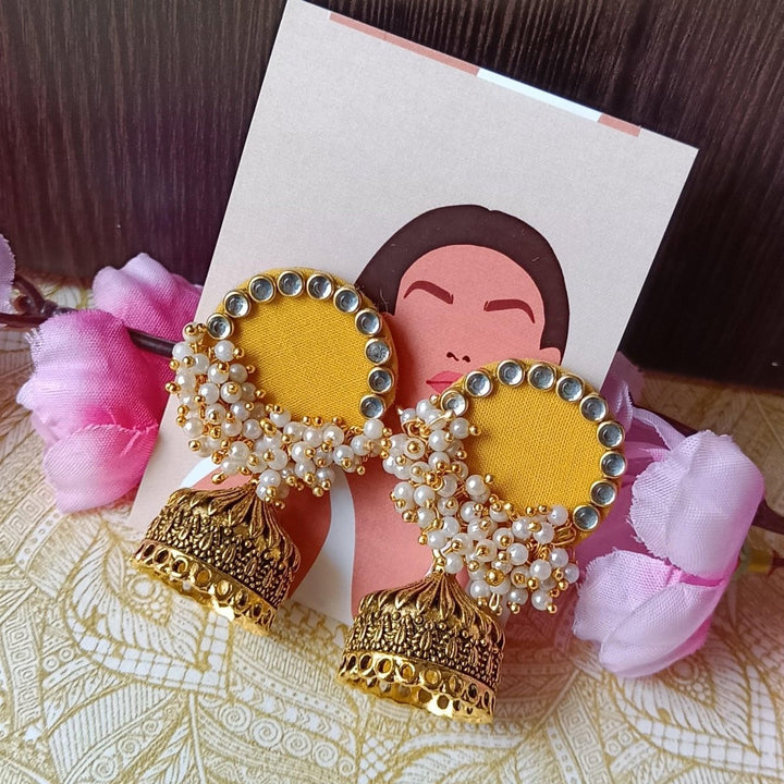 HANDMADE EARRINGS FABRIC FANTASIA YELLOW