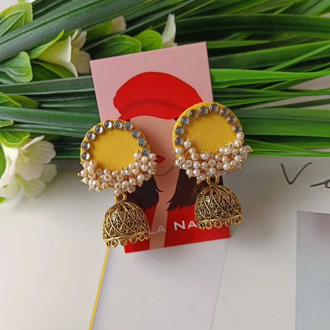 HANDMADE EARRINGS FABRIC FANTASIA YELLOW