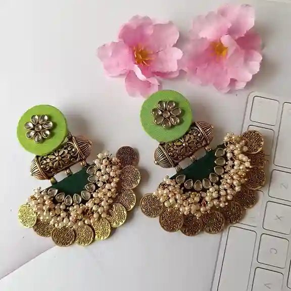 HANDMADE EARRINGS GREEN EVA