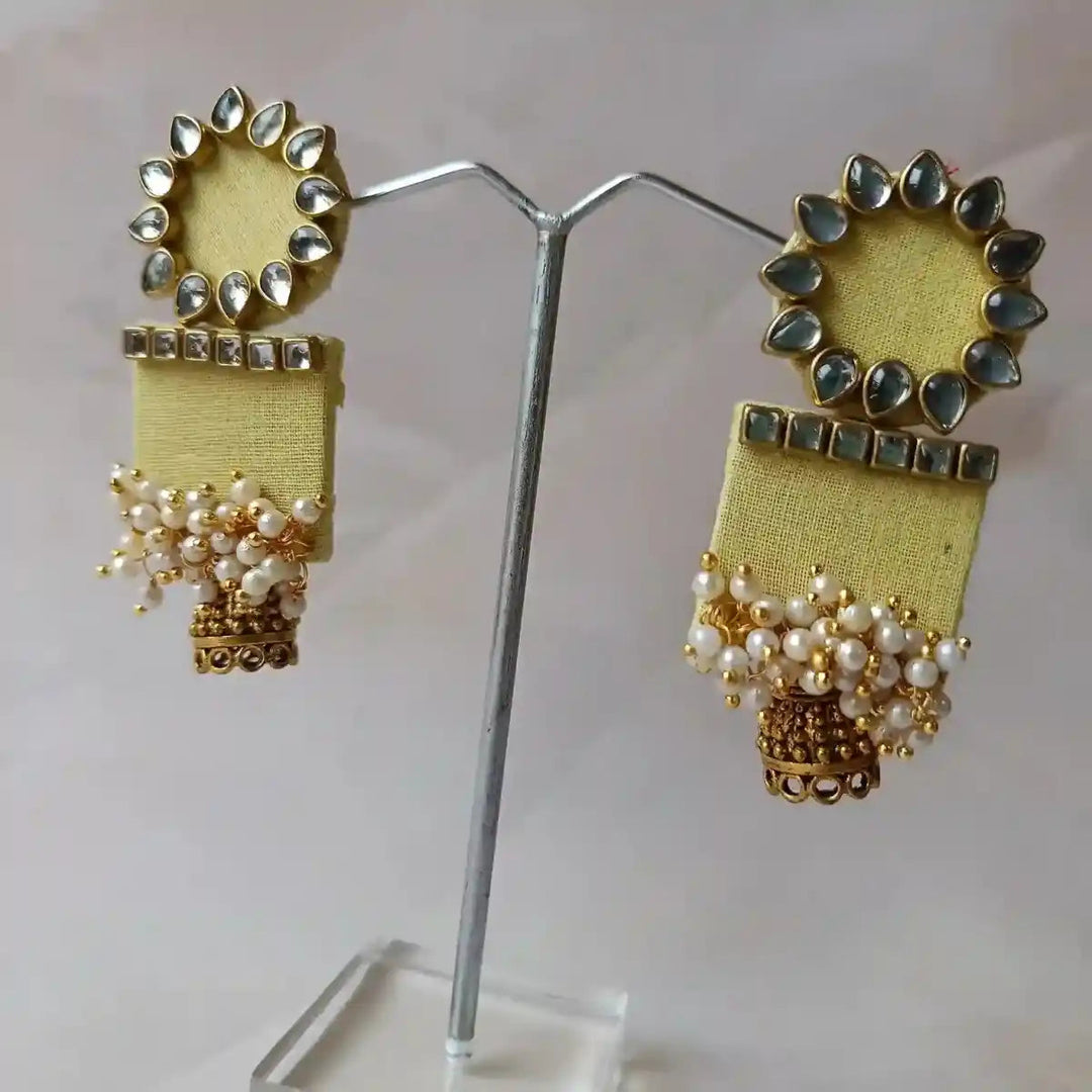 HANDMADE EARRINGS LIGHT YELLOW AADYA [product_variant]- TelaNaari