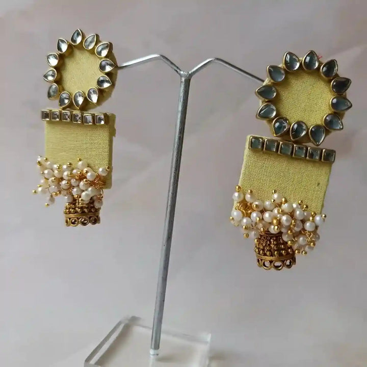 HANDMADE EARRINGS LIGHT YELLOW AADYA [product_variant]- TelaNaari