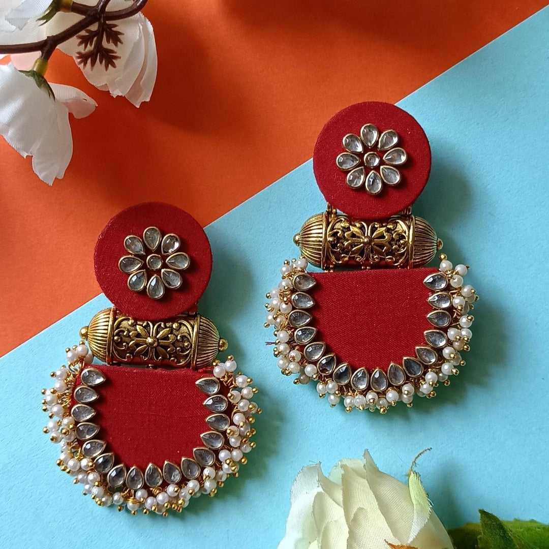 HANDMADE EARRINGS MAROON INAYA