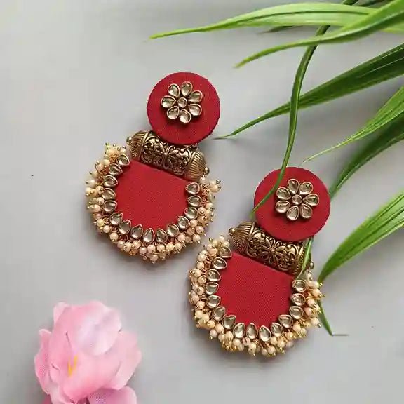 HANDMADE EARRINGS MAROON INAYA