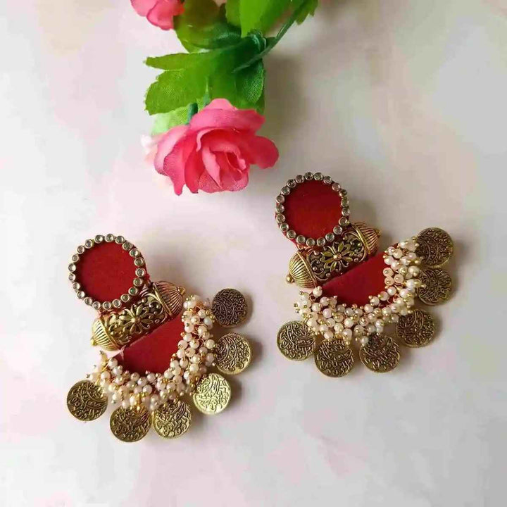 HANDMADE EARRINGS MEHROON NAINA