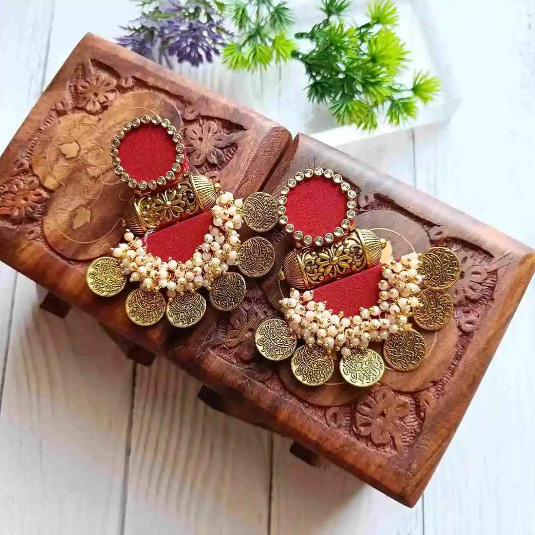 HANDMADE EARRINGS MEHROON NAINA