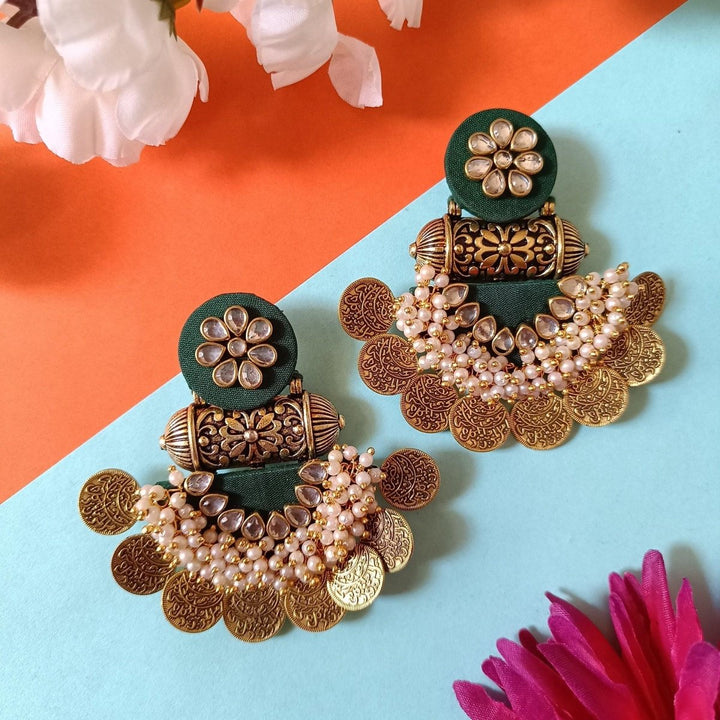 HANDMADE EARRINGS NITI GREEN [product_variant]- TelaNaari