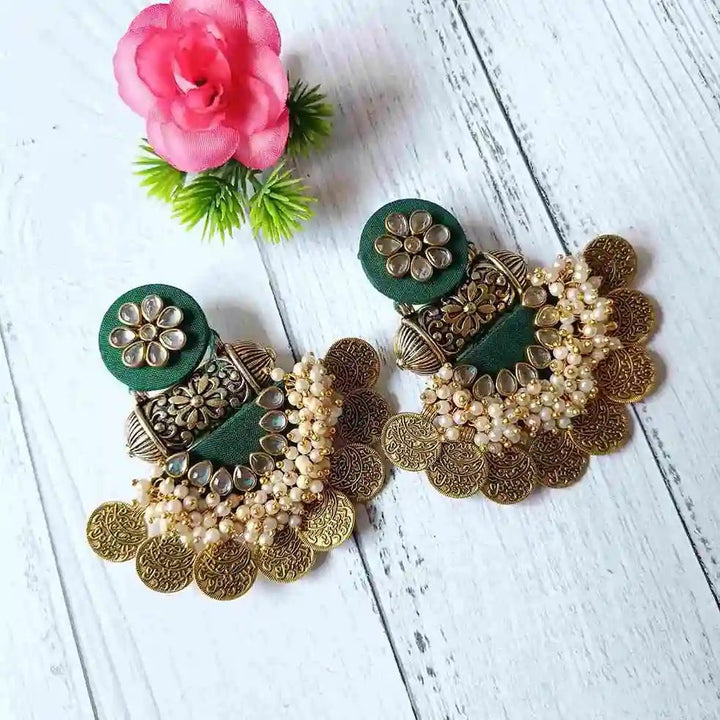 HANDMADE EARRINGS NITI GREEN [product_variant]- TelaNaari