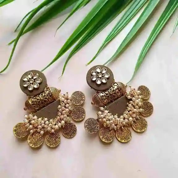 HANDMADE EARRINGS OLIVE GREEN EVA [product_variant]- TelaNaari