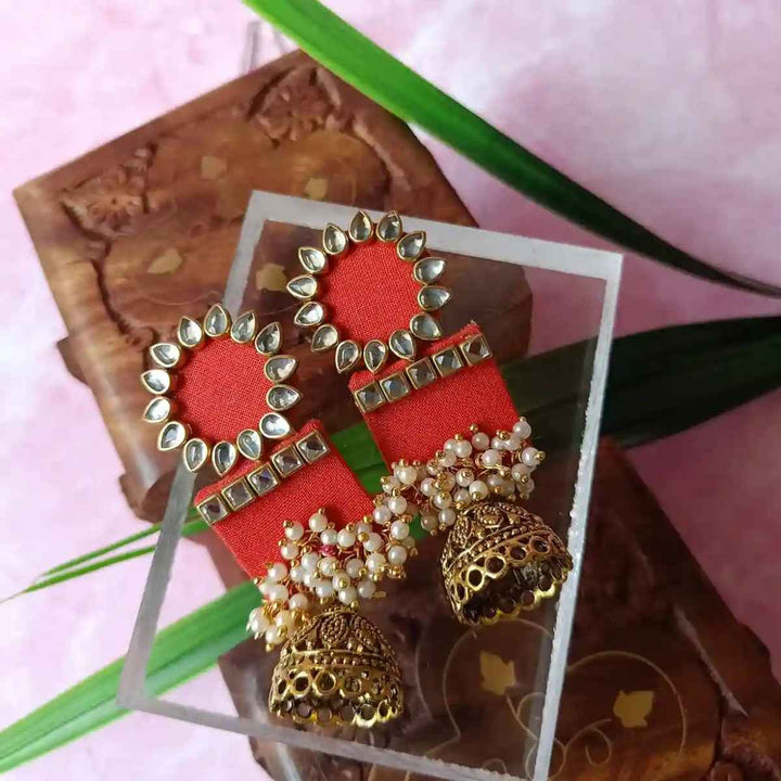 HANDMADE EARRINGS ORANGE AADYA [product_variant]- TelaNaari