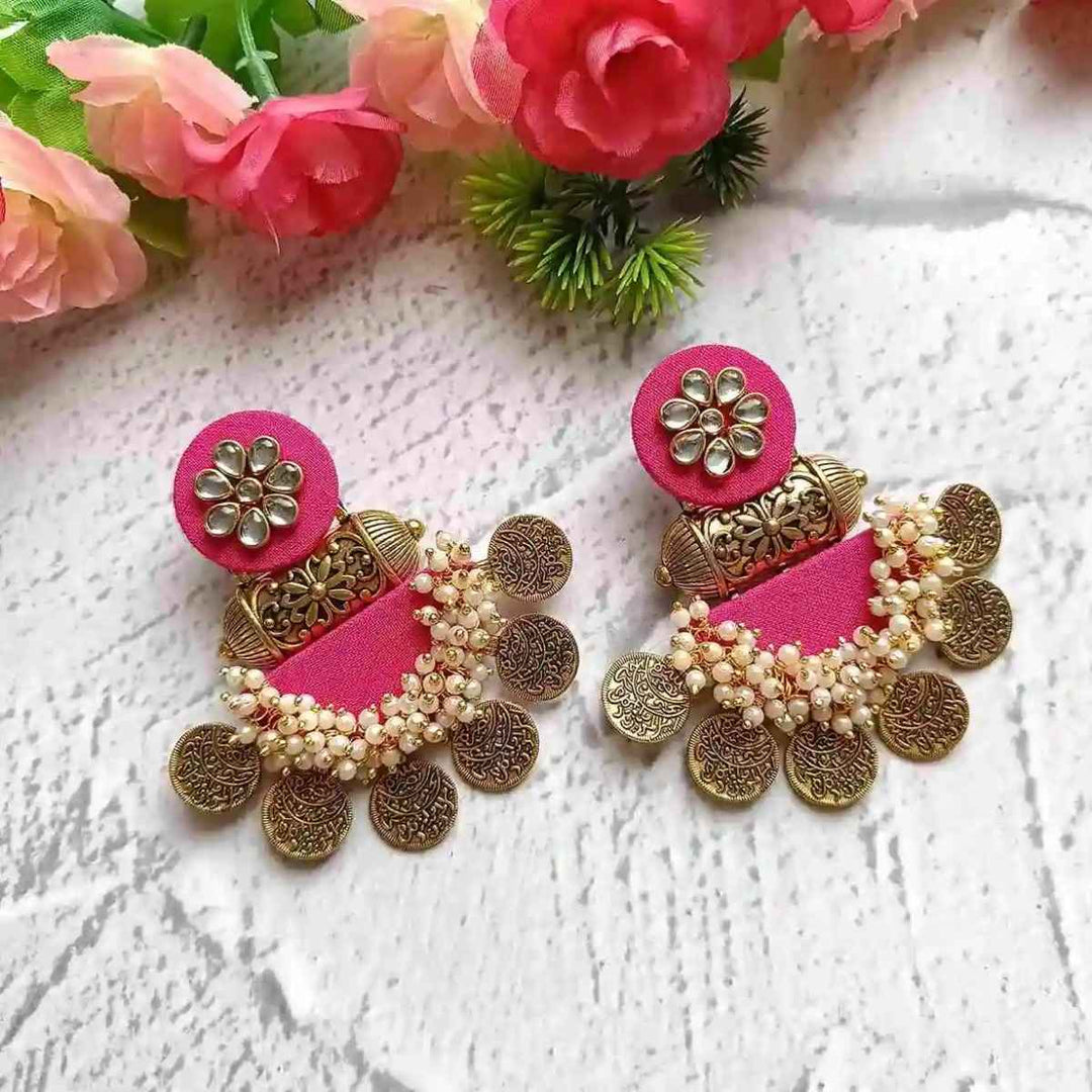 HANDMADE EARRINGS PINK EVA [product_variant]- TelaNaari