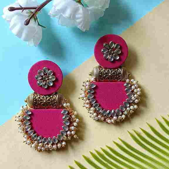 HANDMADE EARRINGS PINK INAYA