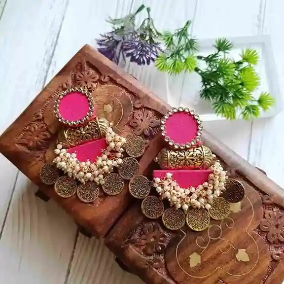 HANDMADE EARRINGS PINK NAINA