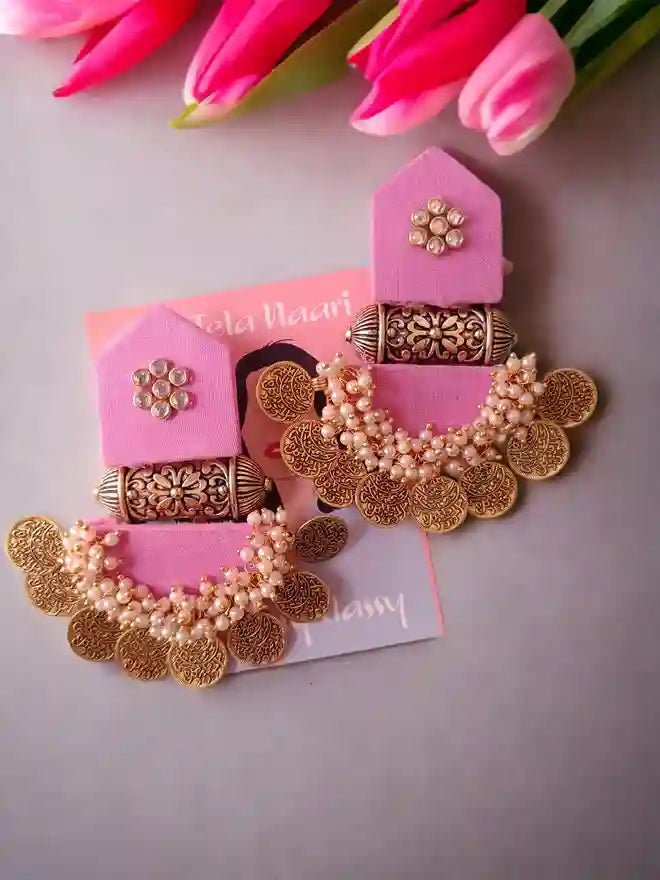 HANDMADE EARRINGS PINK RIYA