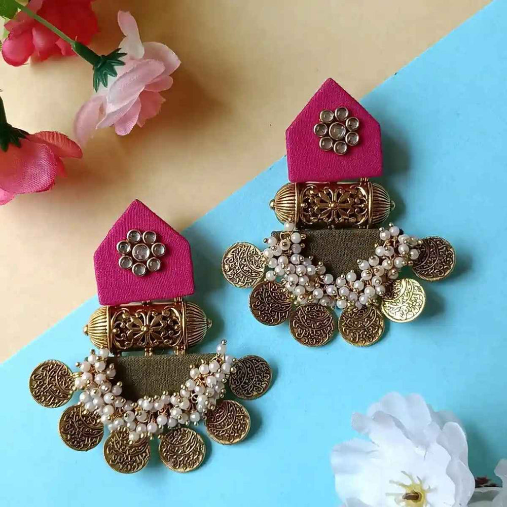 HANDMADE EARRINGS PINK & SAP GREEN ISHA