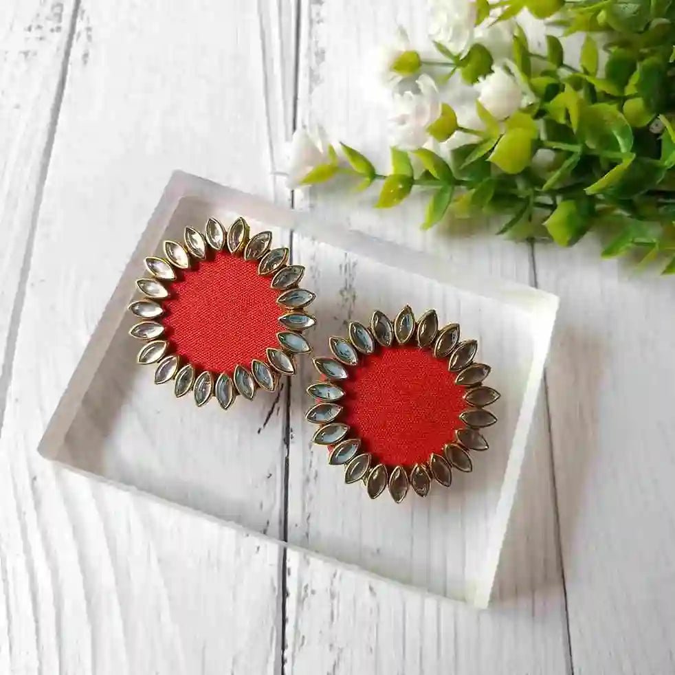 HANDMADE EARRINGS POORVI PRIMARY RED