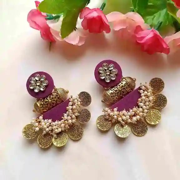 HANDMADE EARRINGS PURPLE EVA [product_variant]- TelaNaari