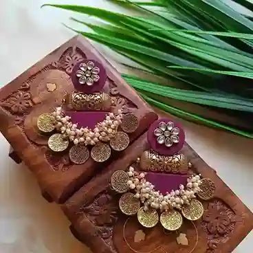 HANDMADE EARRINGS PURPLE EVA [product_variant]- TelaNaari