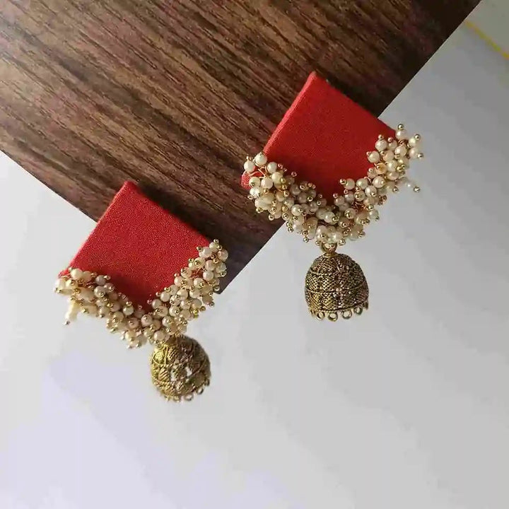 HANDMADE EARRINGS RED ADVITA [product_variant]- TelaNaari