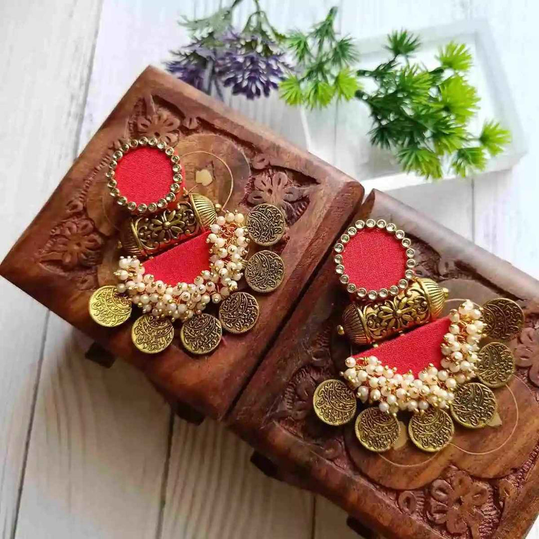 HANDMADE EARRINGS RED NAINA