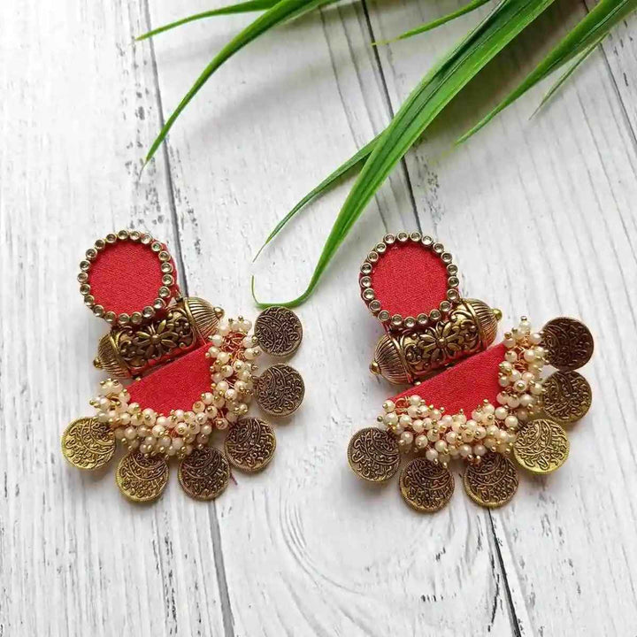 HANDMADE EARRINGS RED NAINA