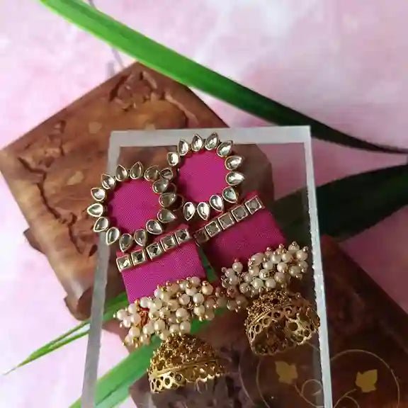 HANDMADE EARRINGS ROSE PINK AADYA