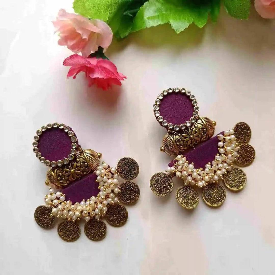 HANDMADE EARRINGS VIOLET NAINA [product_variant]- TelaNaari