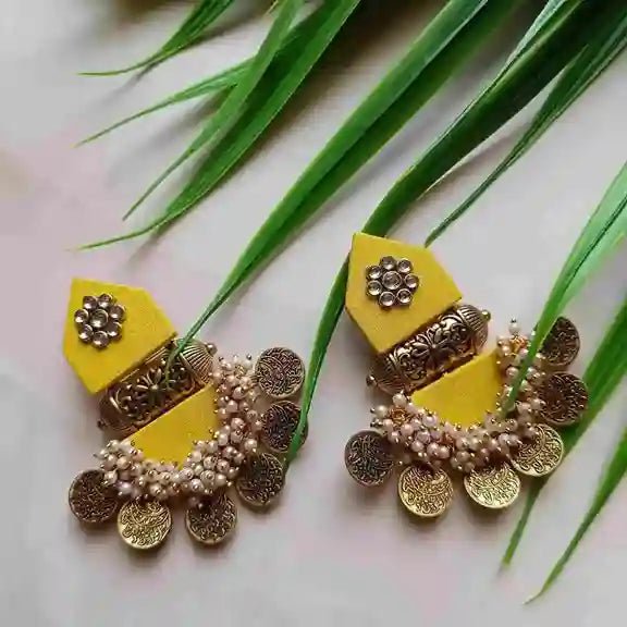 HANDMADE EARRINGS YELLOW ISHA [product_variant]- TelaNaari