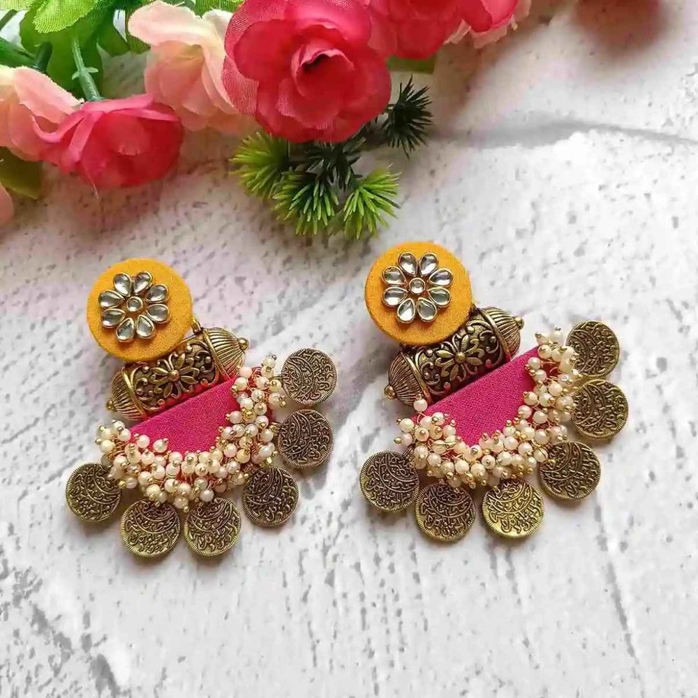 HANDMADE EARRINGS YELLOW & PINK EVA