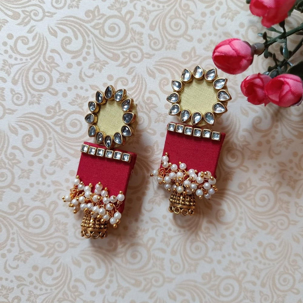 HANDMADE EARRINGS YELLOW & RED AADYA